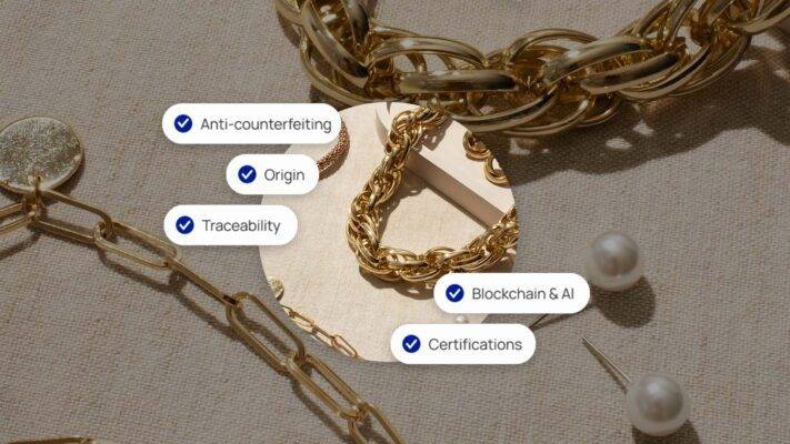 The Digital Product Passport for Jewels contains anti-counterfeiting, origin, traceability, blockchain, ai, and certifications